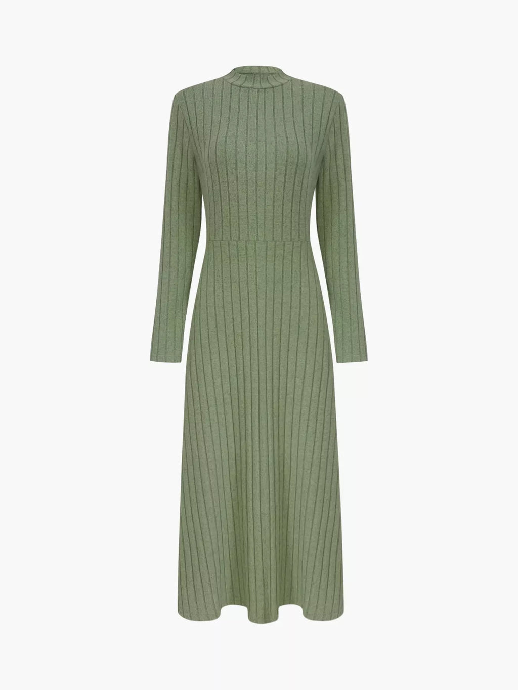 Ribbed Knit Long Sleeve Midi Dress