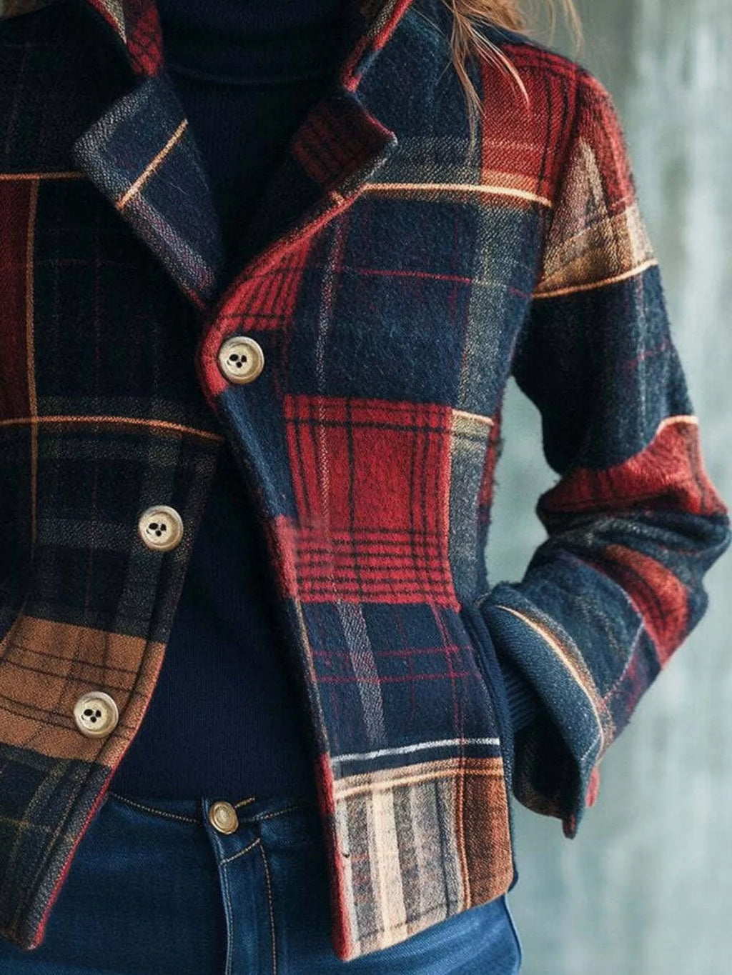 Plaid Button Up Blazer