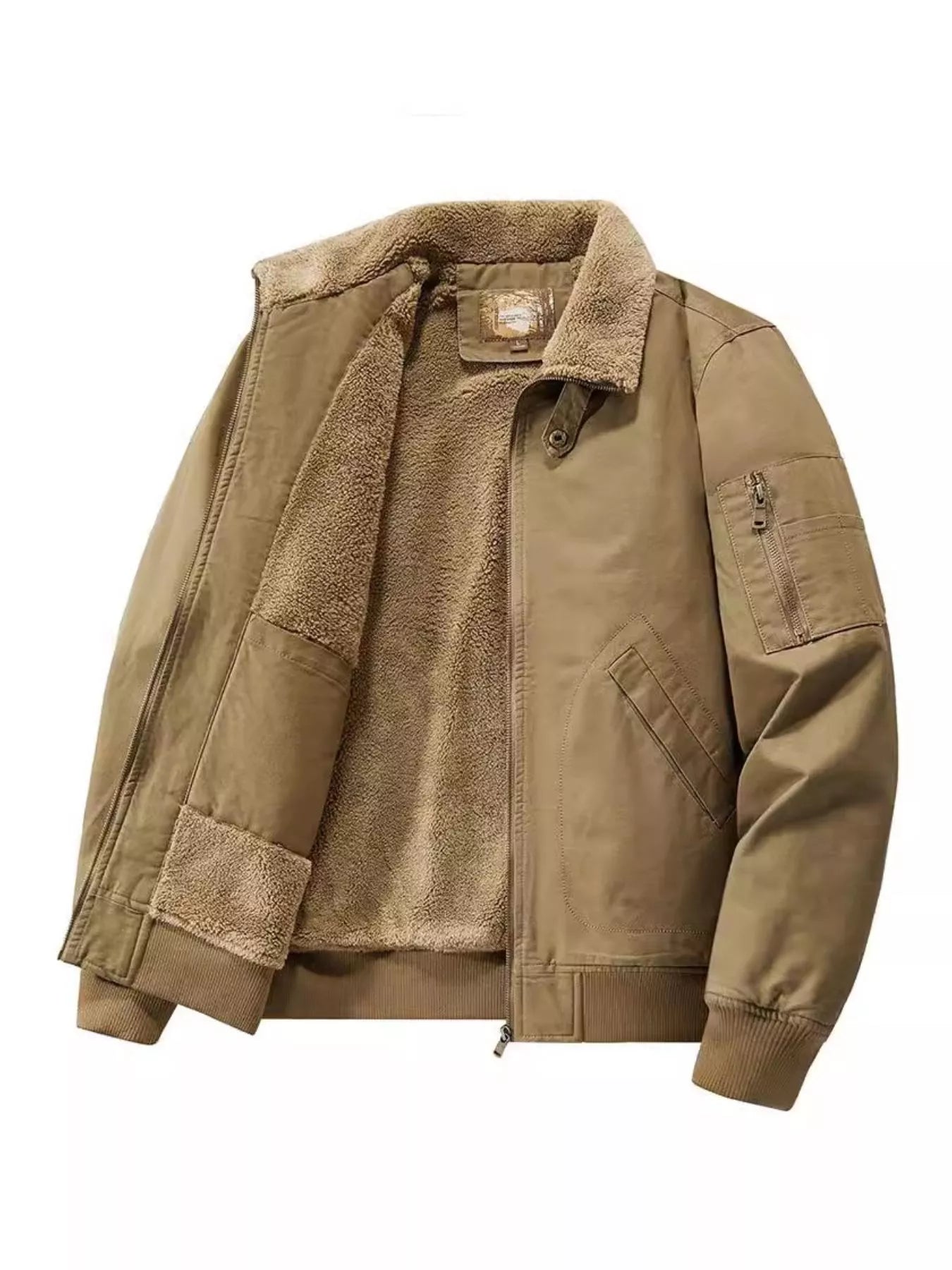 Men's Plus Size Zip Up Sherpa Lined Jacket