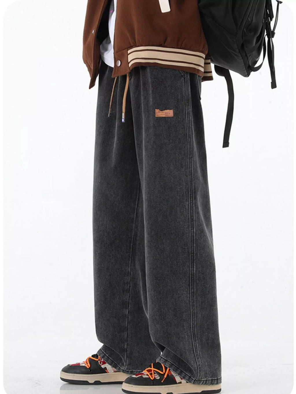 Men's Full Size Wide Leg Drawstring Jeans