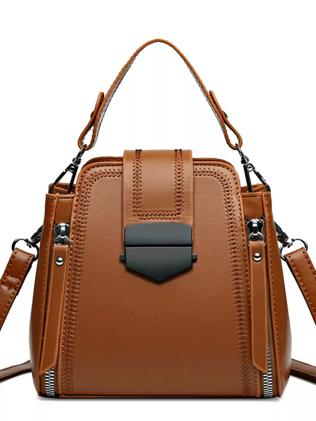 Leather Bucket Crossbody Bag