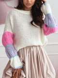 Color Block Round Neck Sweater