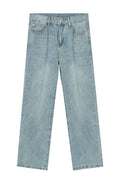 Mid Rise Wide Straight Jeans with Pockets