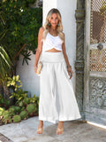 Wide-Leg Smocked Waist Pants