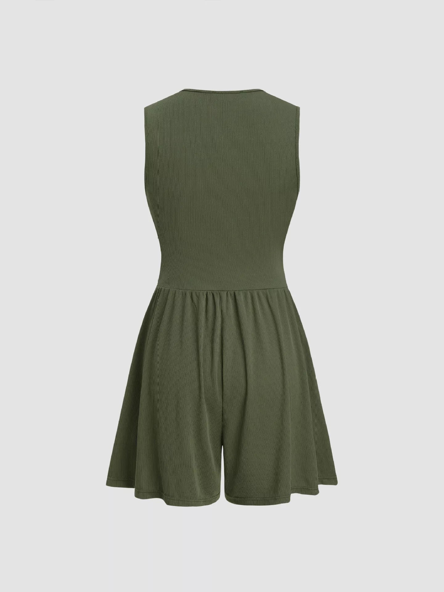Deep V-Neck Ruched Sleeveless Romper