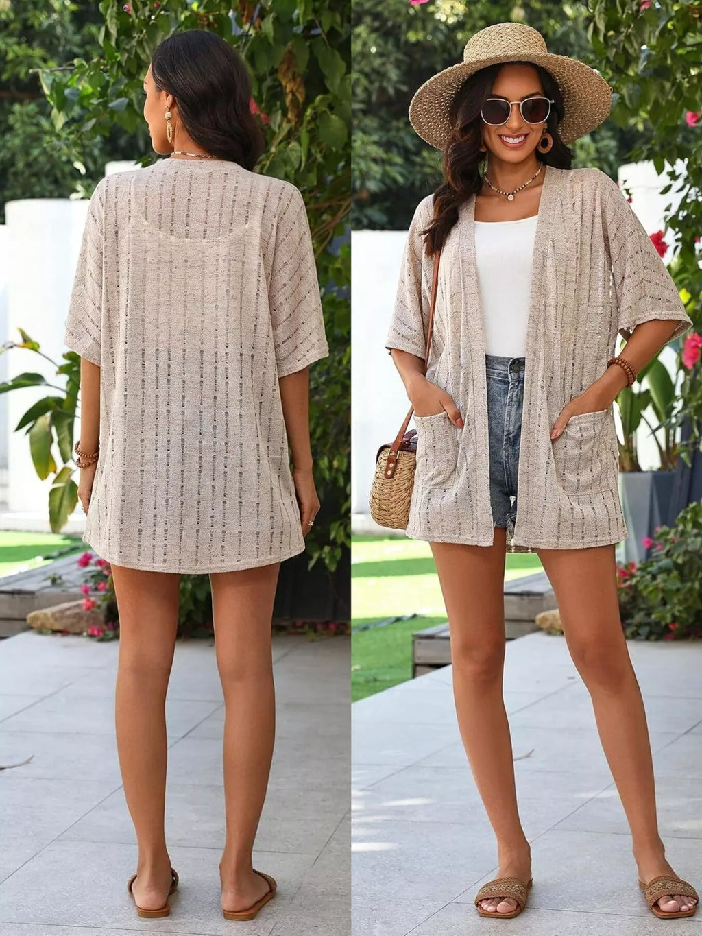 Openwork Open Front Cardigan