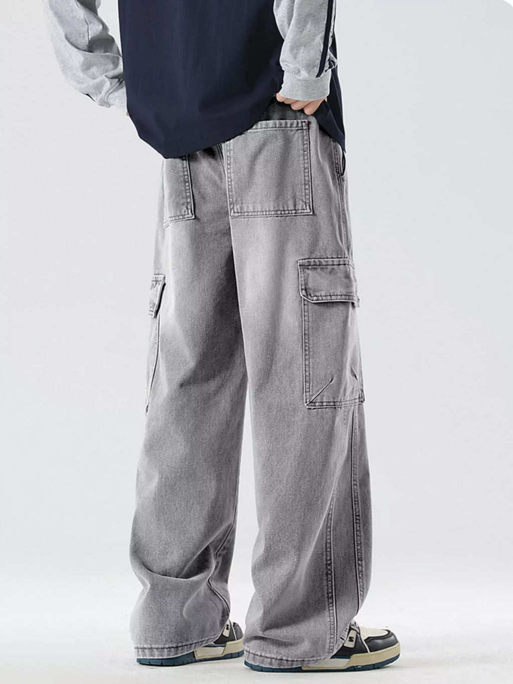 Men's Full Size Wide Leg Cargo Jeans Plus Size
