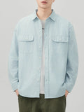Men's Plus Size Striped Button Up Long Sleeve Shirt