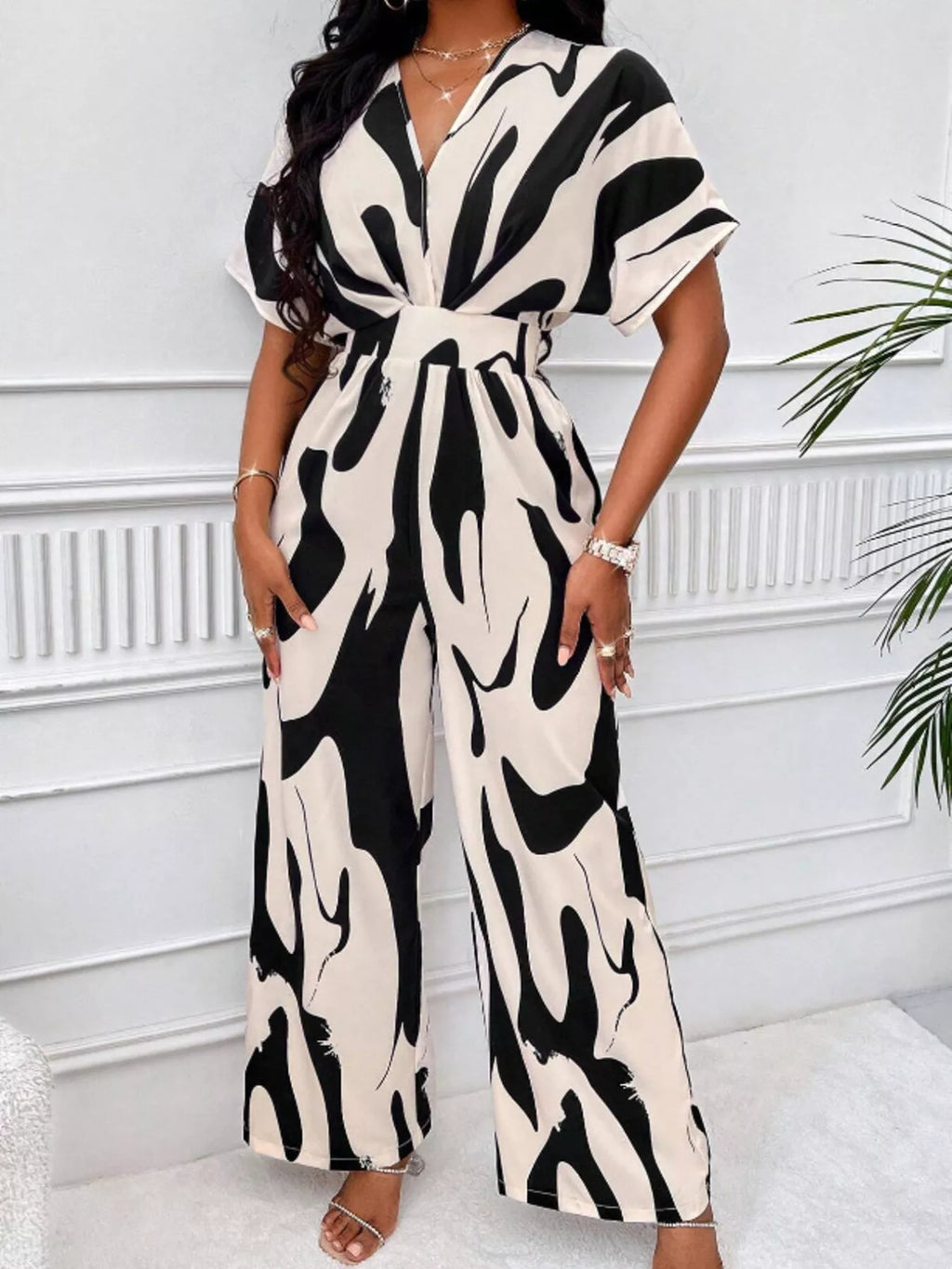 Abstract Print Wide-Leg Jumpsuit