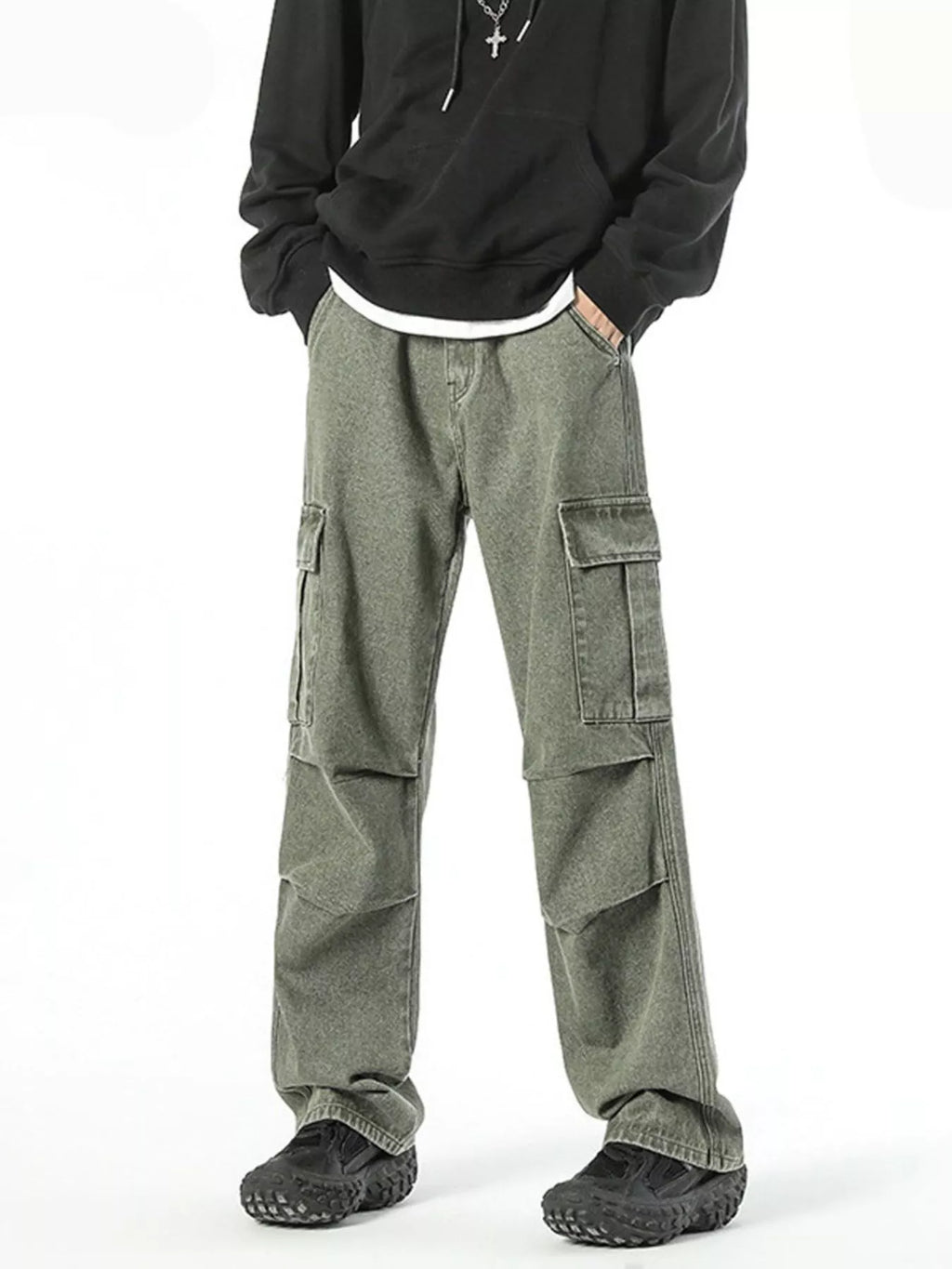 Men's Full Size Wide Leg Cargo Jeans Plus Size