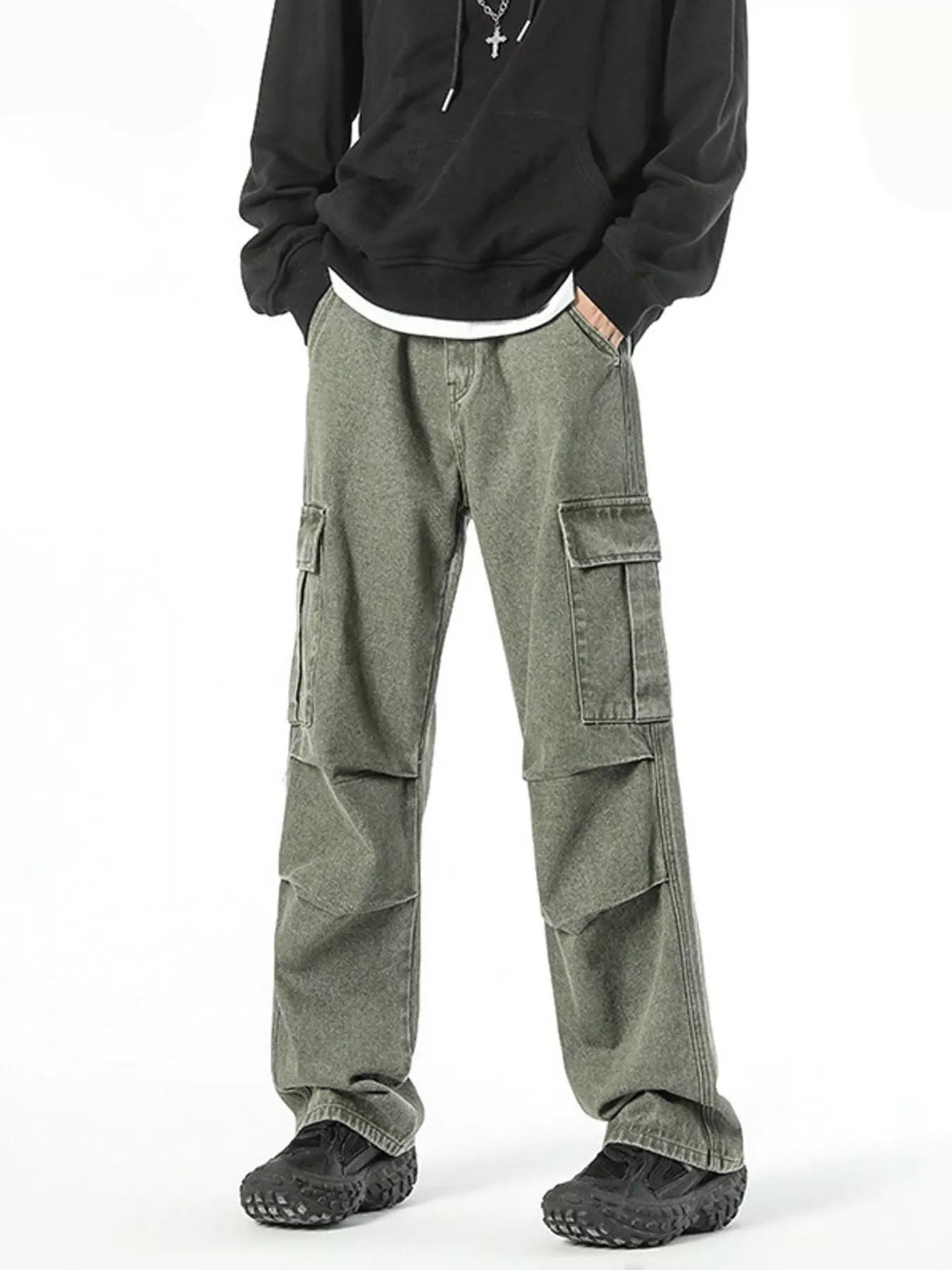 Men's Full Size Wide Leg Cargo Jeans Plus Size