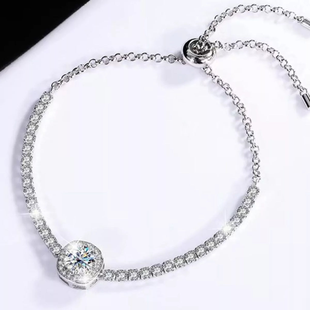 1 Carat Moissanite 925 Sterling Silver Chain Bracelet