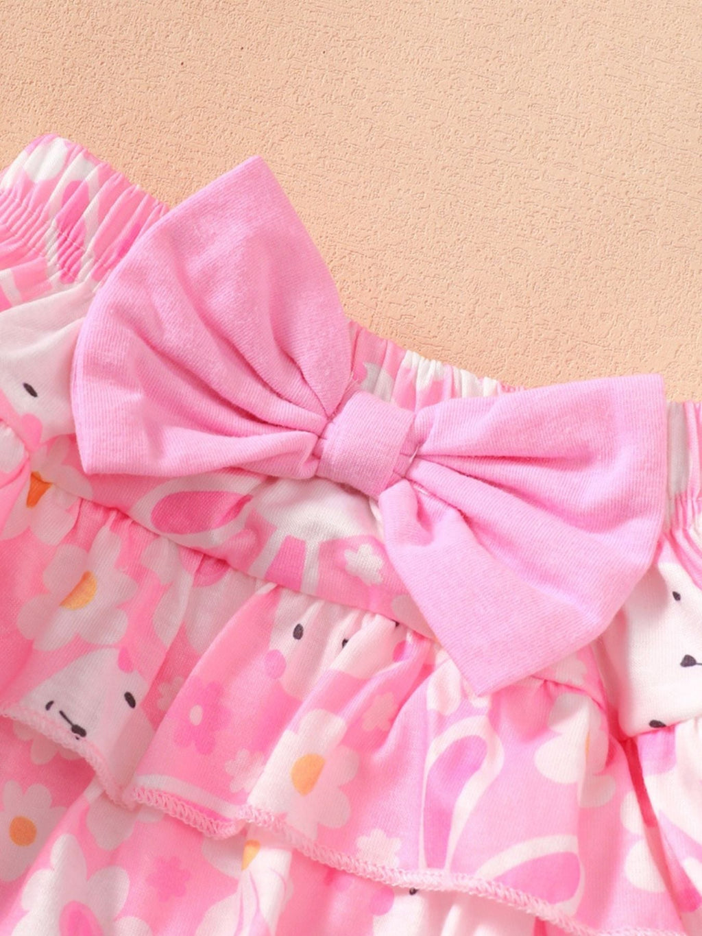 Children's Ruffled Trim Bodysuit and Skirt Set with Headband