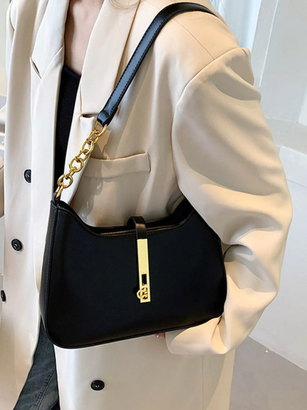 Golden Buckle Shoulder Bag