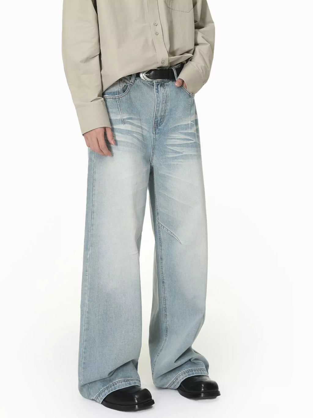 Men's Vintage Wash Wide Leg Jeans