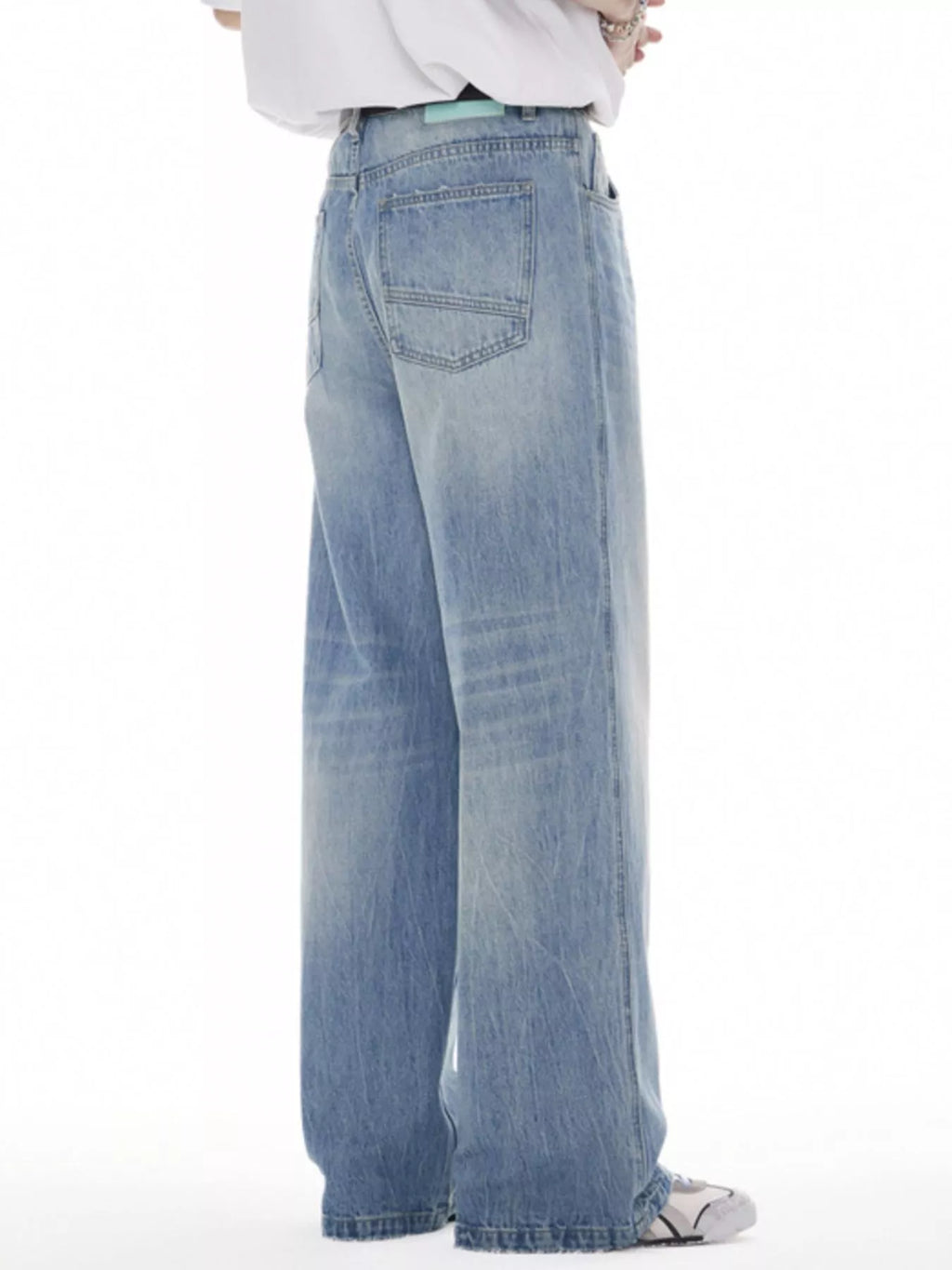 Men's Washed Wide Leg High Waist Jeans