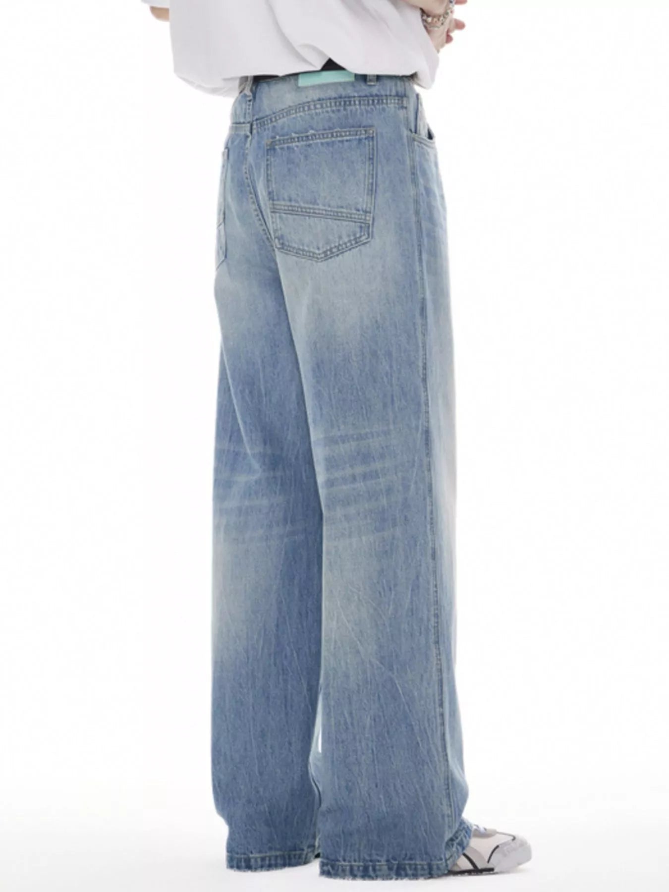 Men's Washed Wide Leg High Waist Jeans