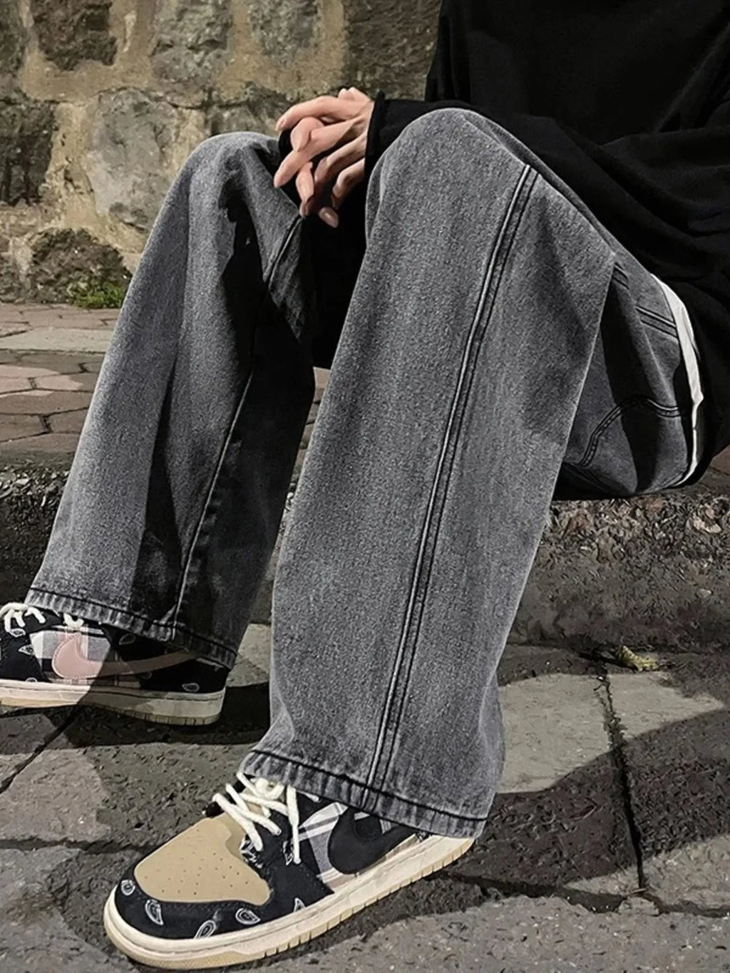Men's Full Size Drawstring Wide Leg Jeans Plus Size