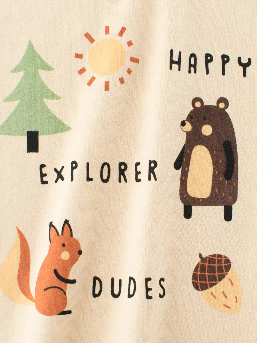 Children's Happy Explorer Woodland Creatures Graphic T-Shirt