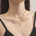 18K Gold-Plated Double Layered Heart Pendant Necklace