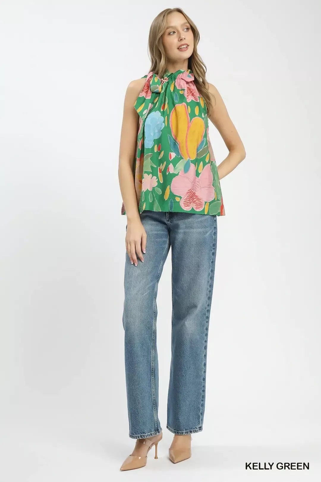 Umgee Multi-Color Floral Halter Neck Boho Top