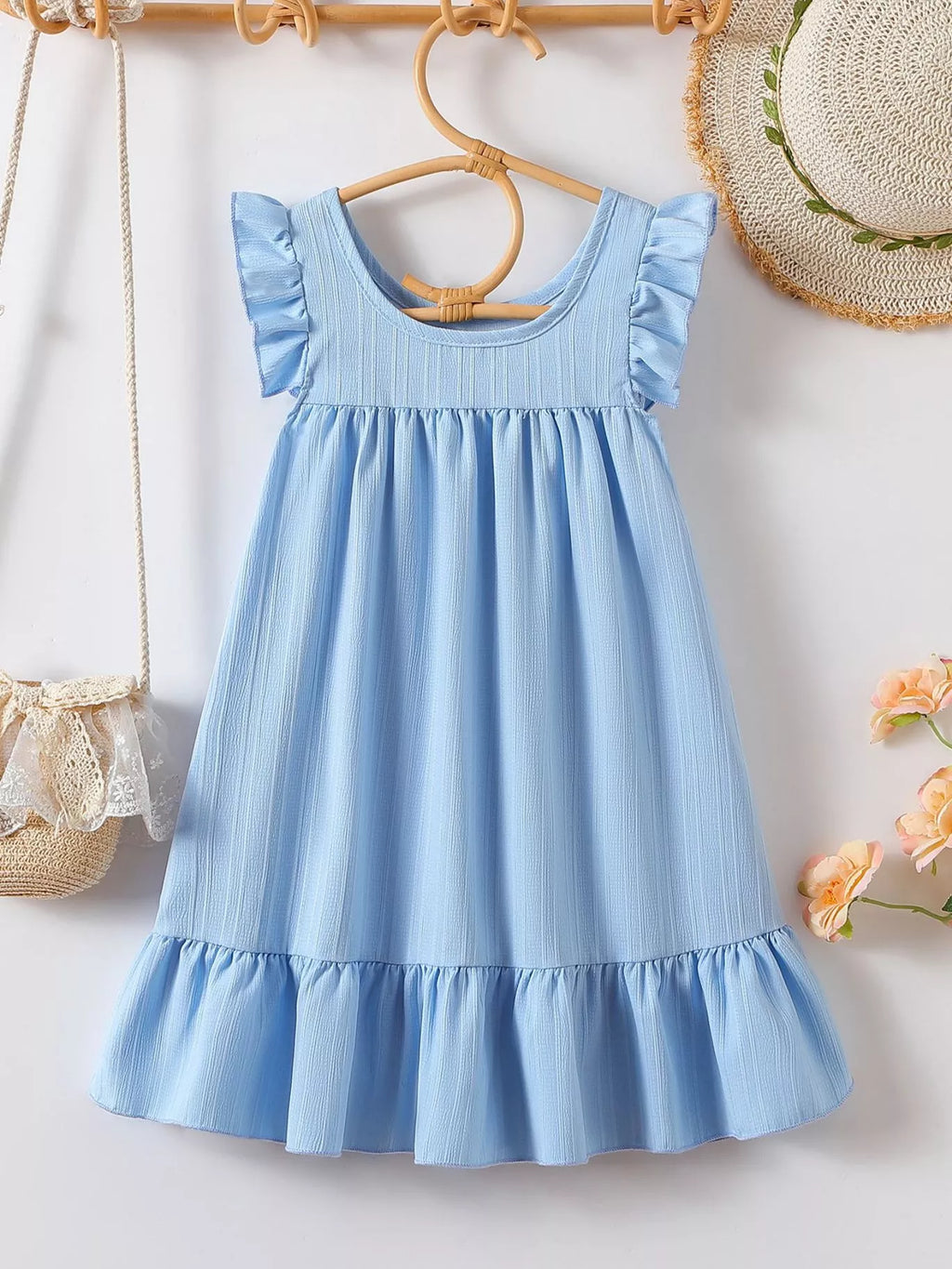 Children's Embroidered Ruffled Hem Dress