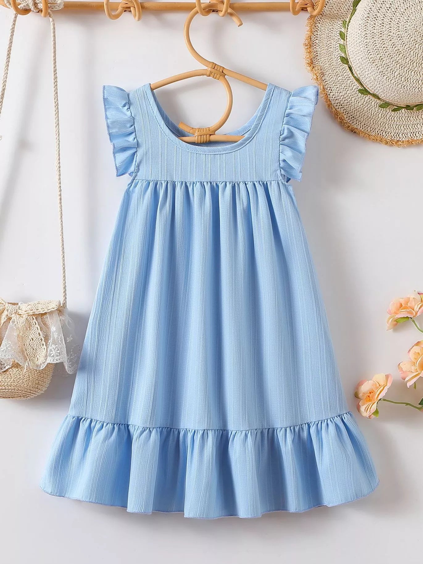 Children's Embroidered Ruffled Hem Dress