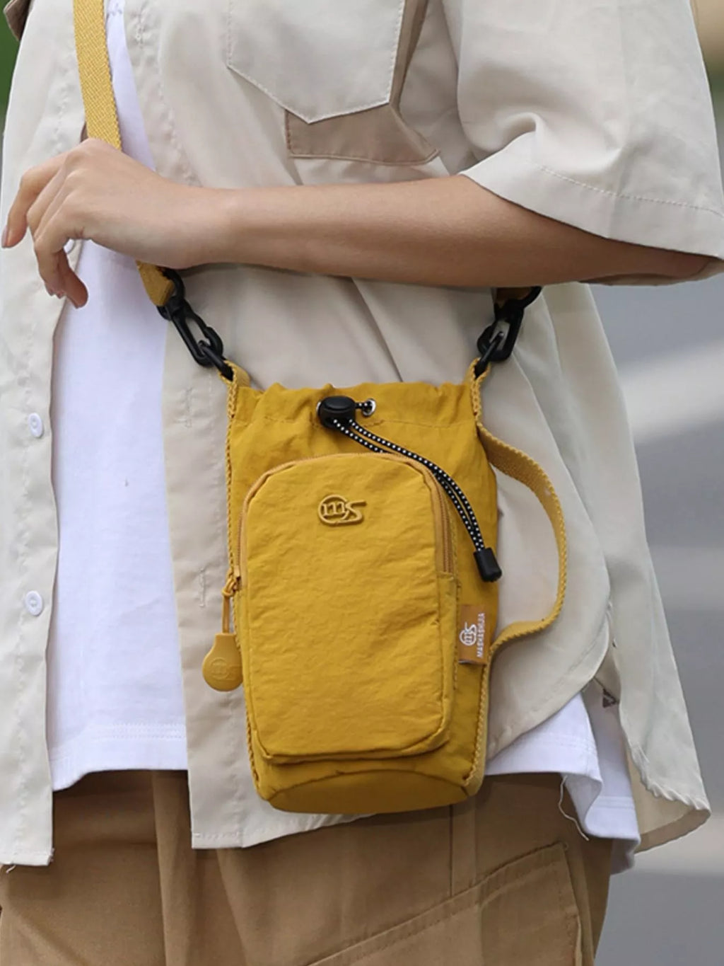 Drawstring Closure Lightweight Crossbody Bag