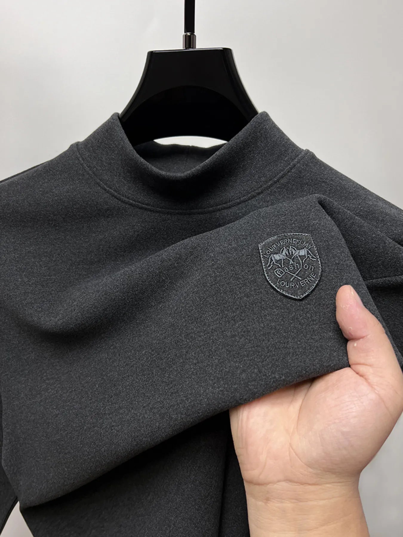 Men's Plus Size Mock Neck Long Sleeve T-Shirt