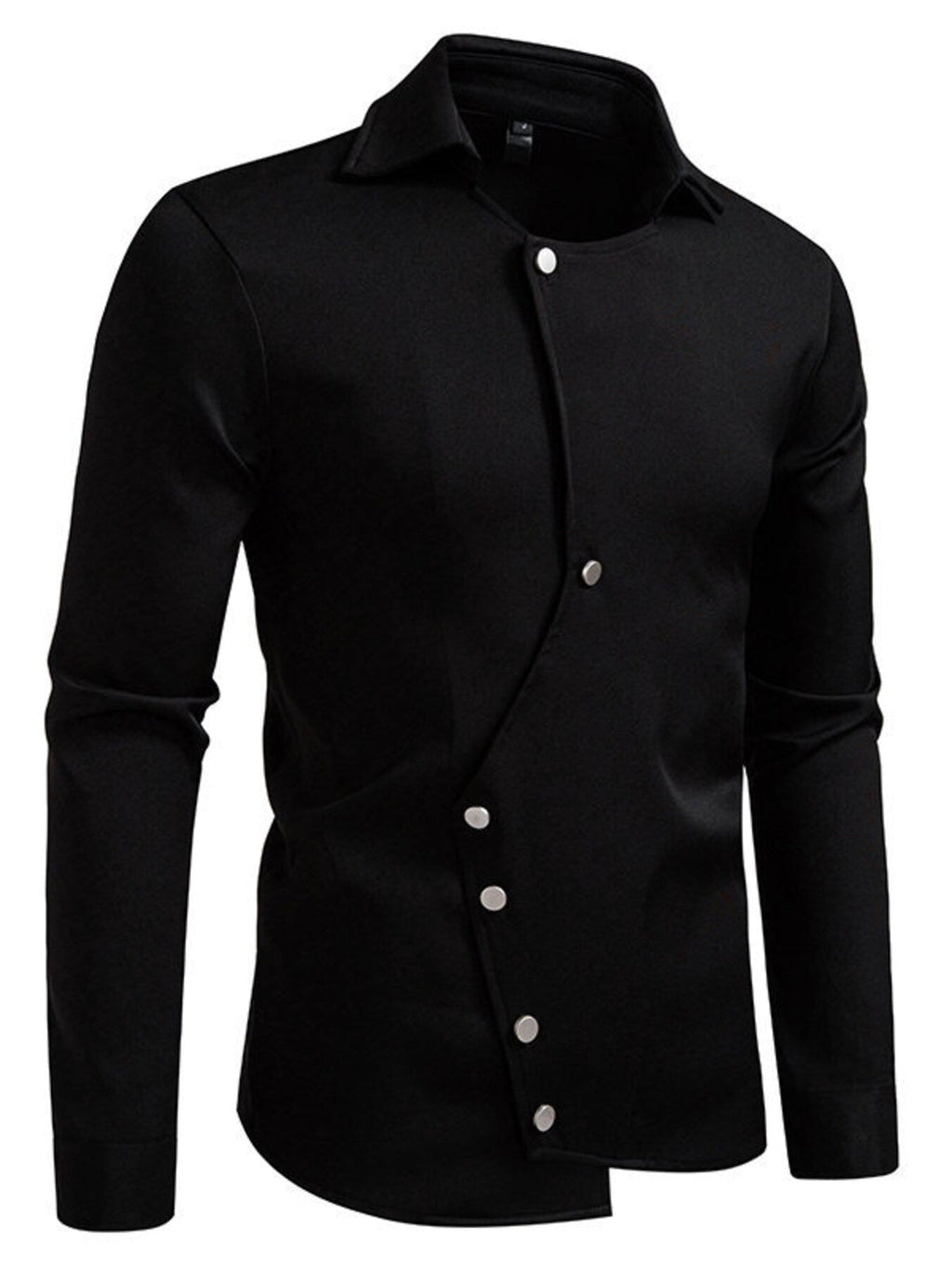 Men's Asymmetrical Button-Down Long Sleeve Shirt