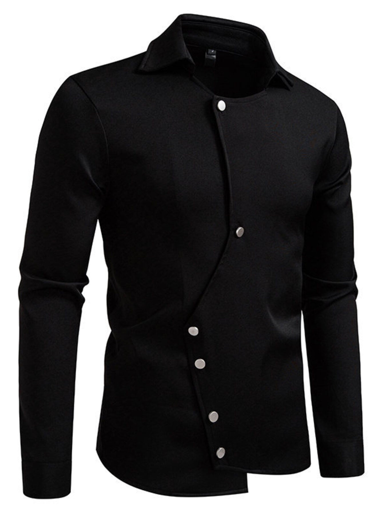 Men's Asymmetrical Button-Down Long Sleeve Shirt