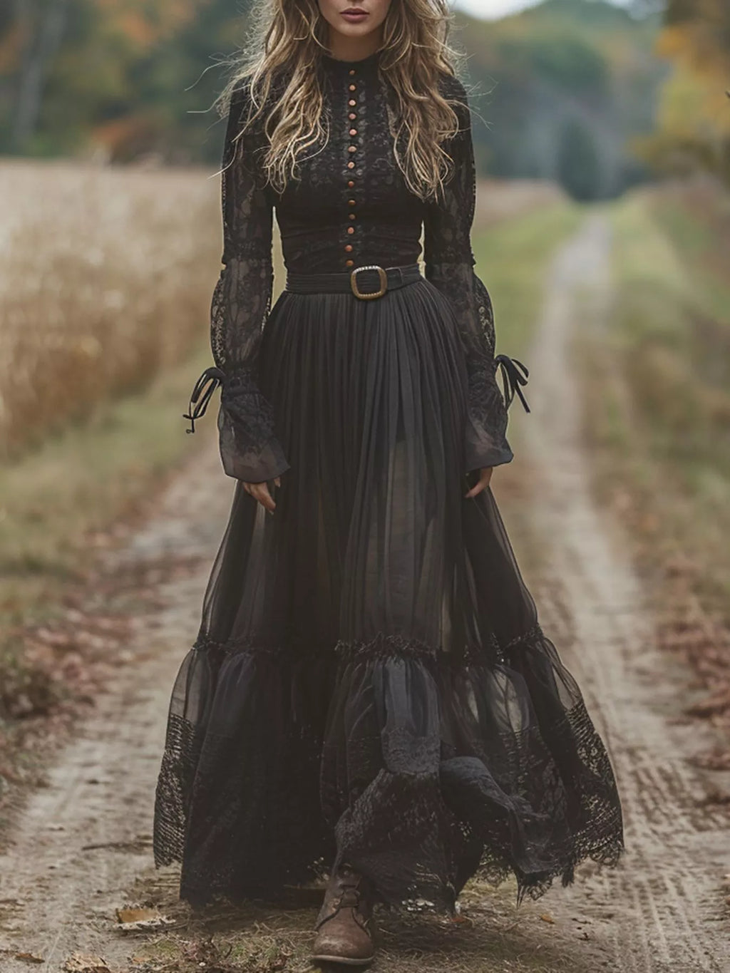Lace Long Sleeve Maxi Dress