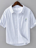 Men's Plus Size Striped Button Up Long Sleeve Shirt