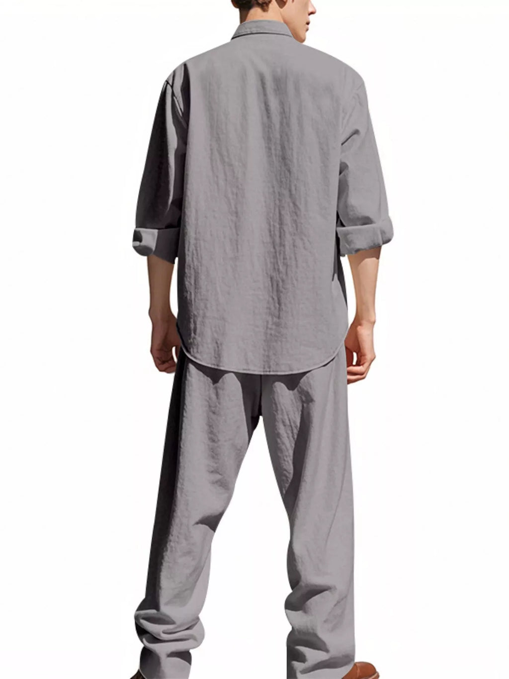 Men's Full Size Casual Button Up Shirt and Pants Plus Size
