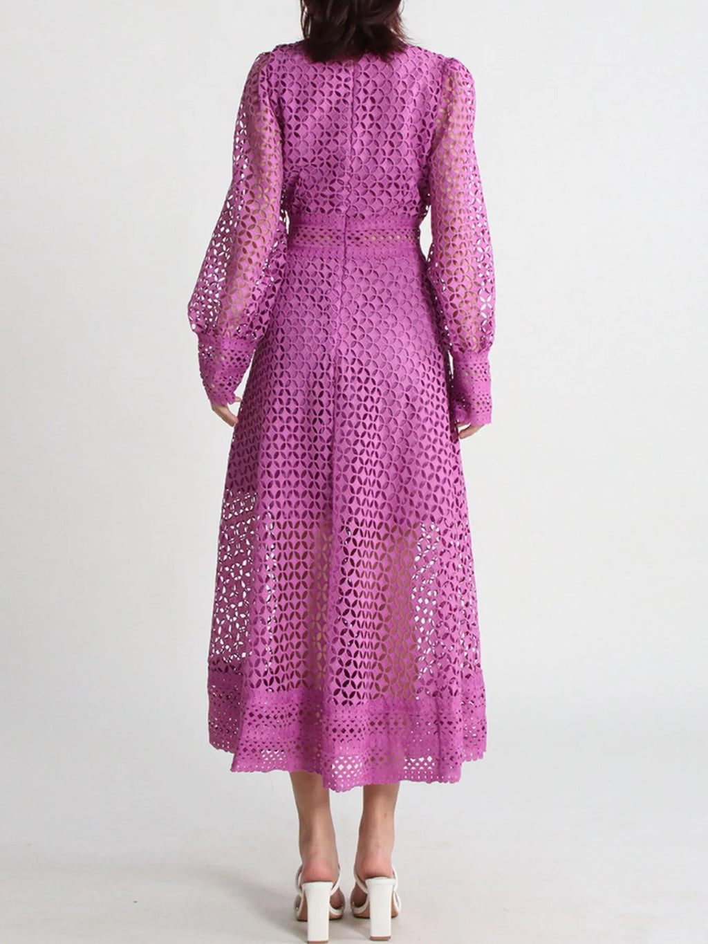 Lace Long Sleeve Midi Dress
