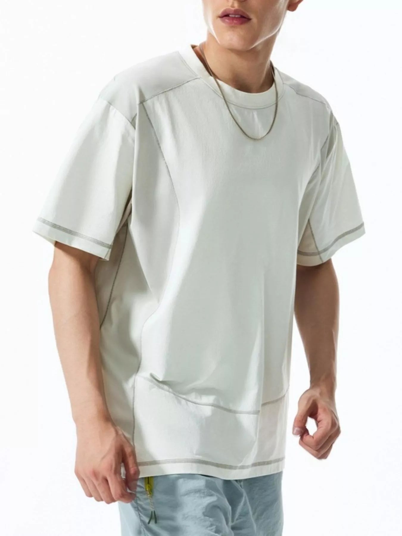 Men's Contrast Stitching Relaxed Fit T-Shirt