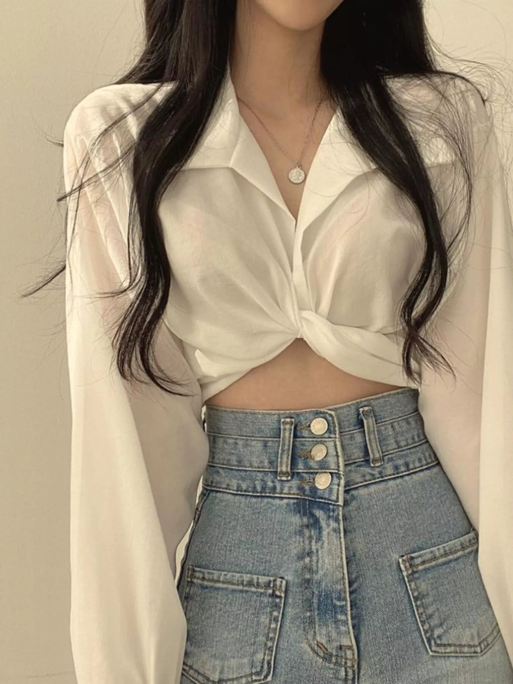 Twisted Front Long Sleeve Shirt