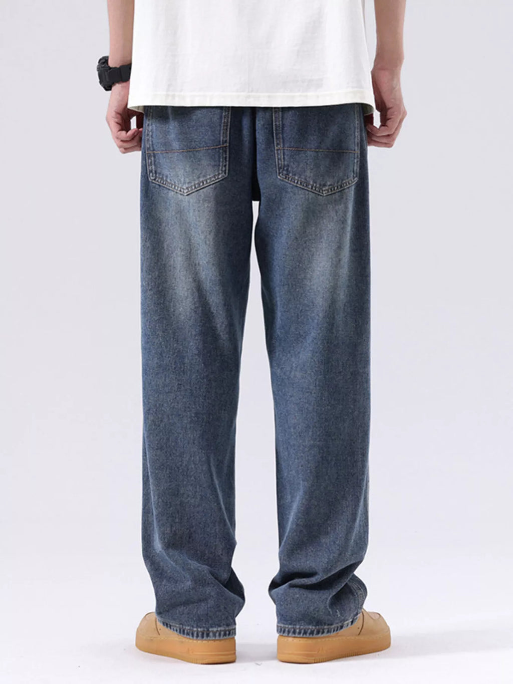 Men's Plus Size Vintage Wash Loose Fit Jeans