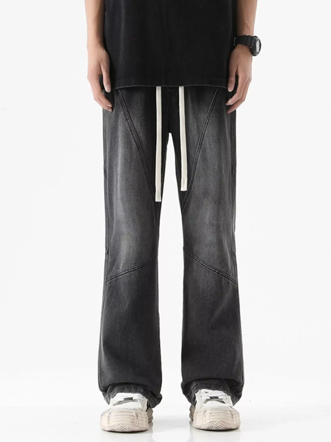 Men's Full Size Drawstring Wide Leg Jeans Plus Size