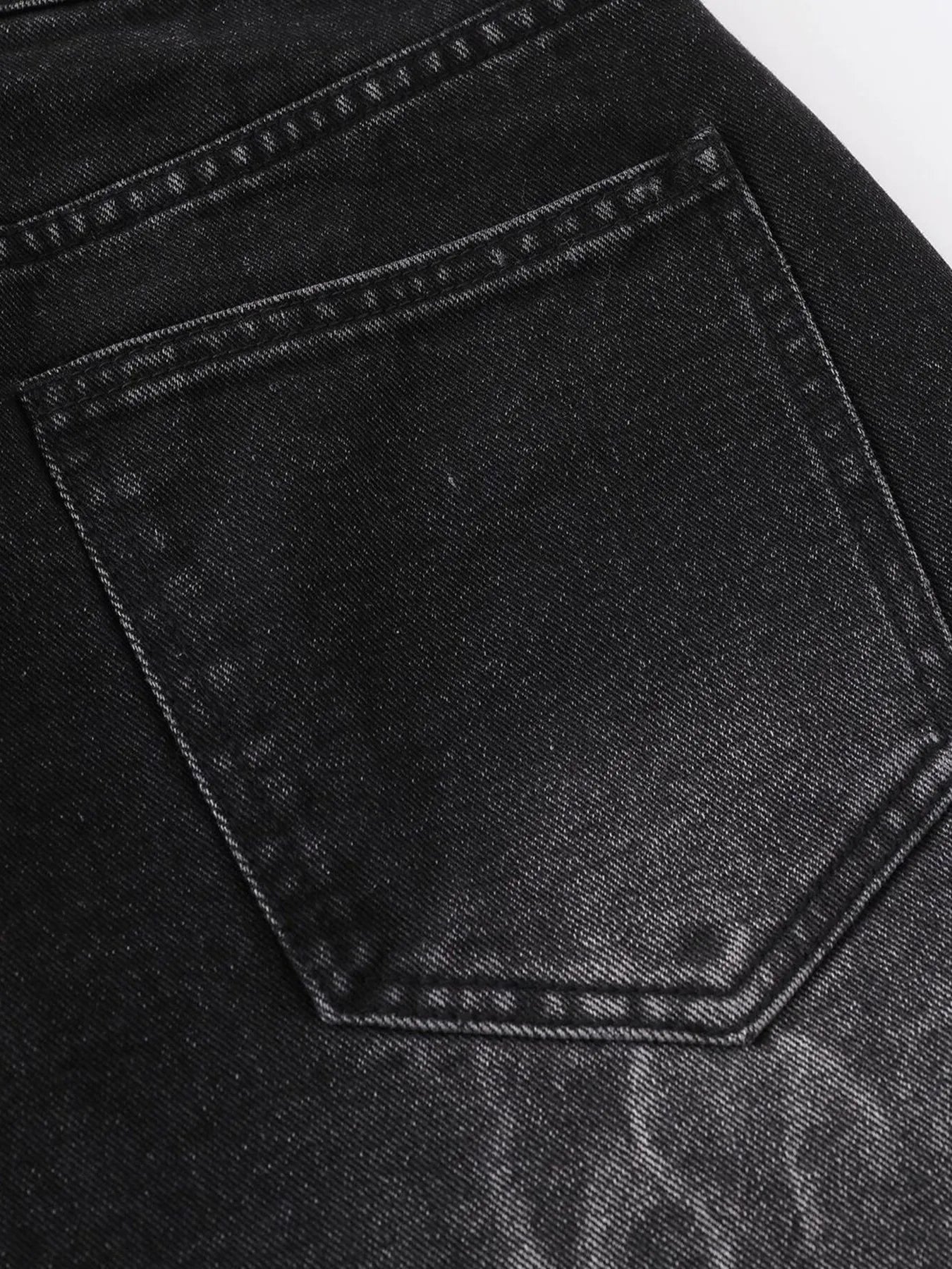 Men's Distressed Denim Shorts with Plaid Patches
