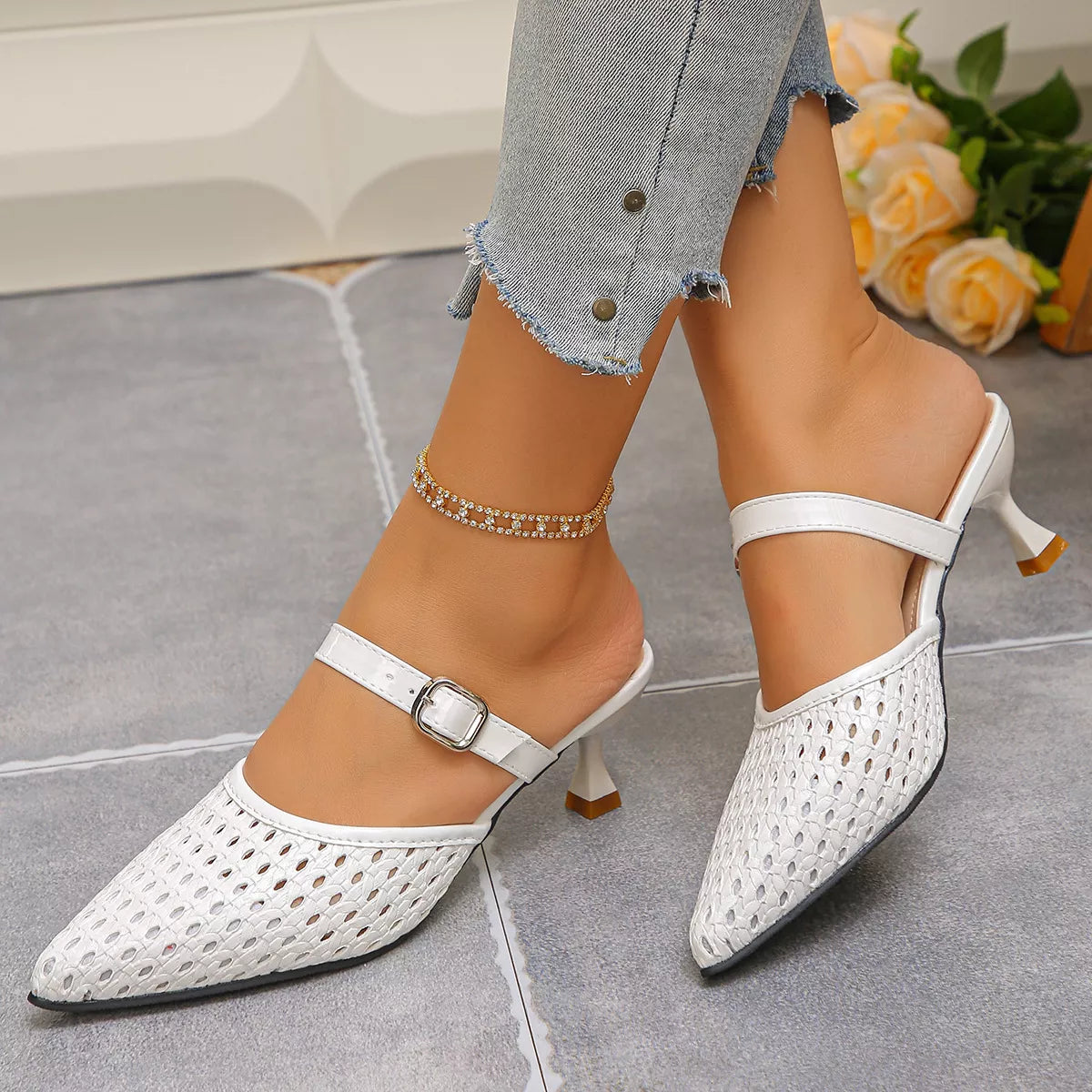 Point Toe Kitten Heels Sandals