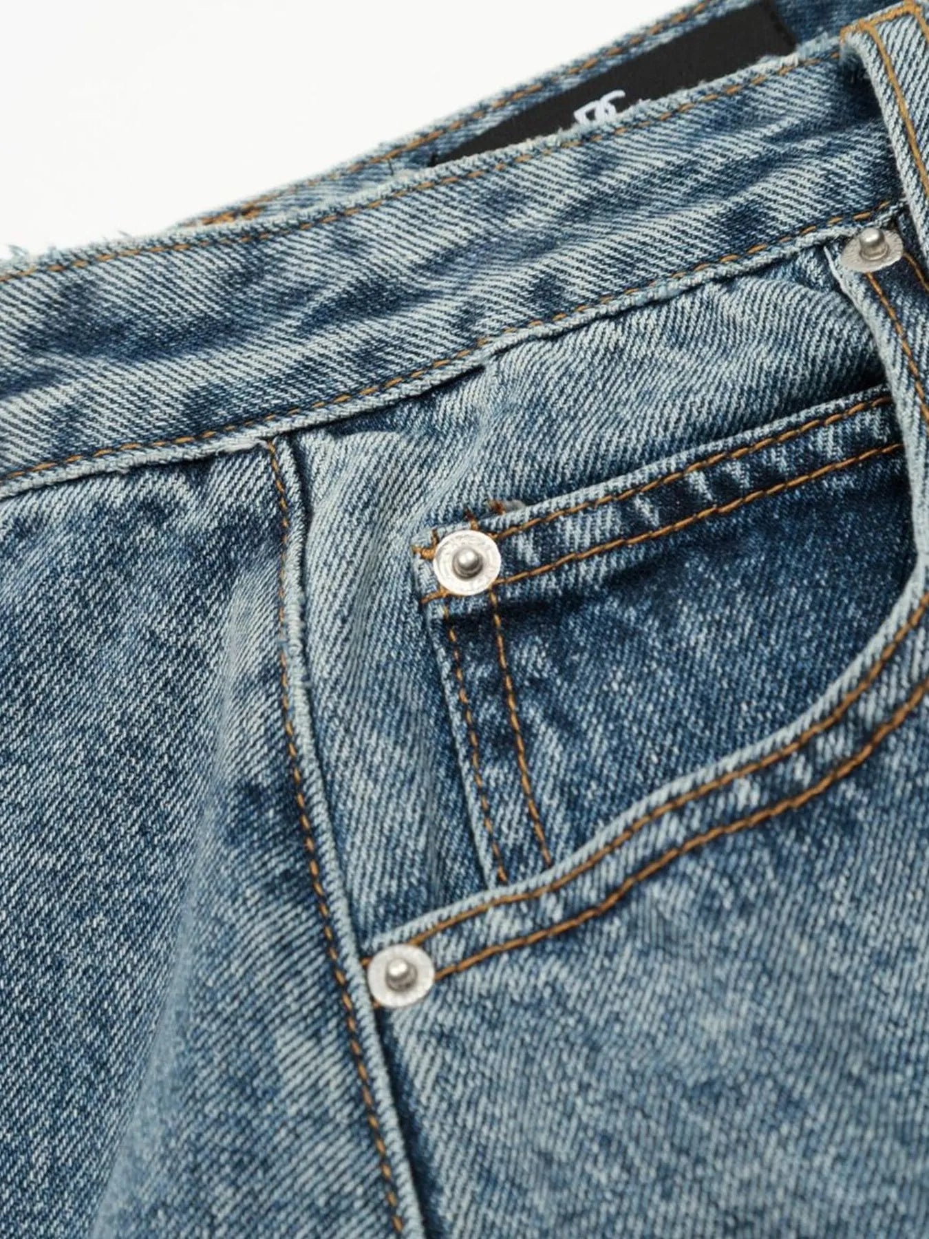 Men's Washed Wide-Leg Denim Shorts