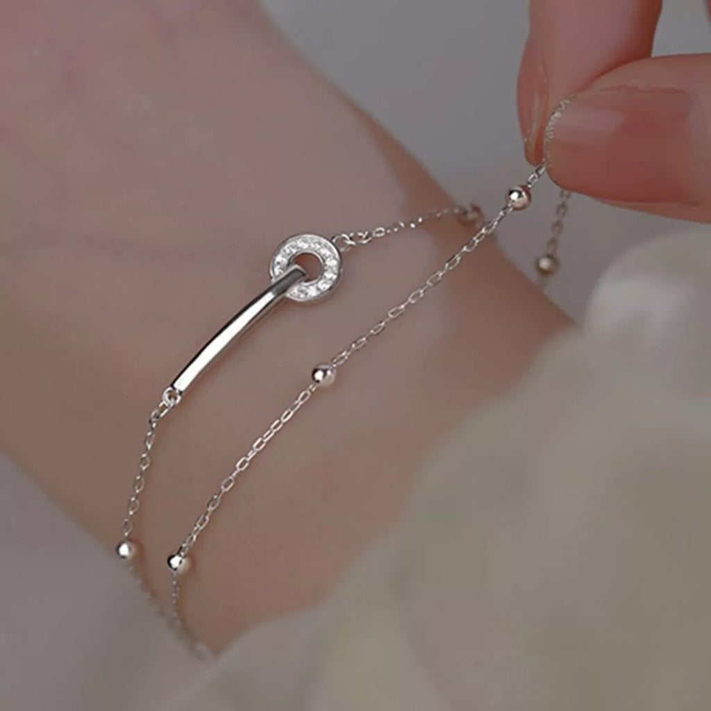 925 Sterling Silver Double Layered Bracelet