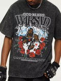 Men's God-Bless Graphic Print Vintage Wash T-Shirt
