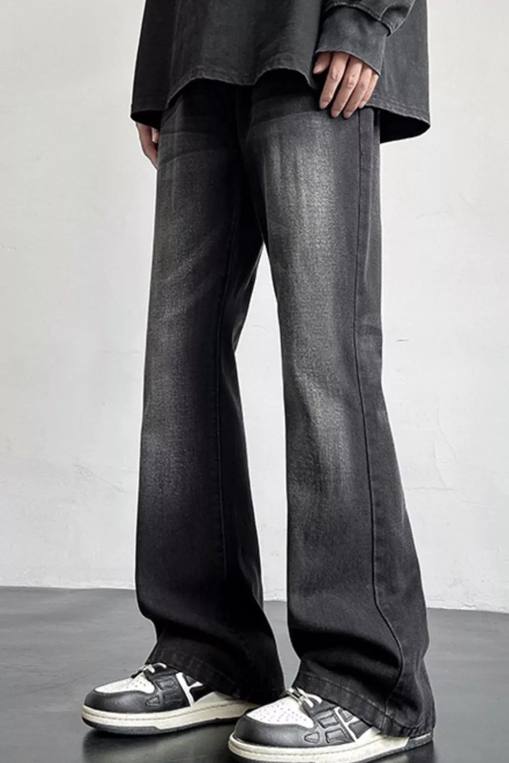 Men's Full Size Vintage Wash Wide Leg Jeans Plus Size