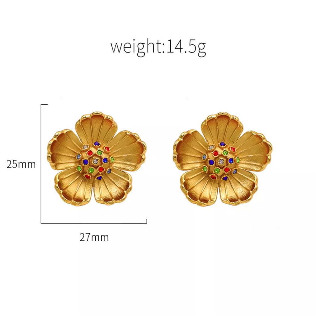 18K Gold-Plated Flower Earrings