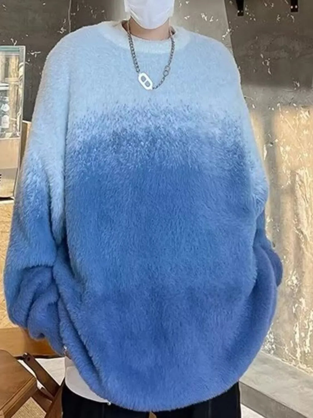 Men's Gradient Fuzzy Knit Pullover Sweater