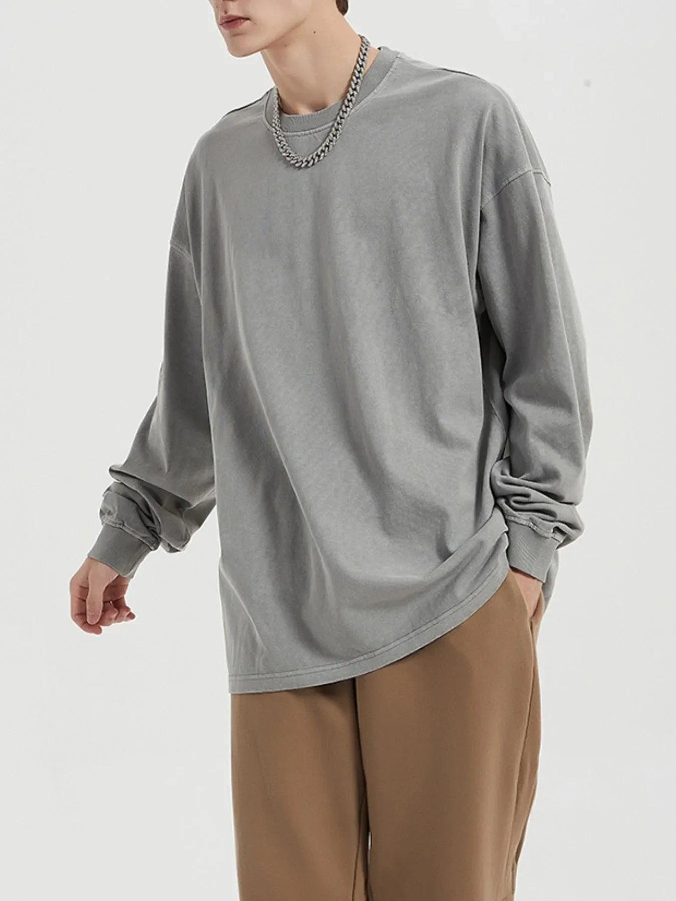 Men's Oversized Long Sleeve Casual T-Shirt