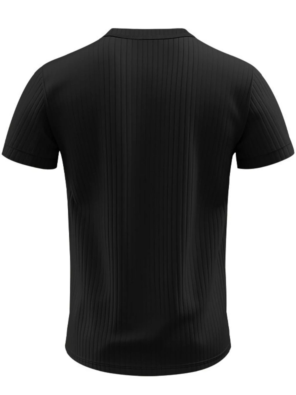 Men's Full Size Casual Ribbed Henley T-Shirt Plus Size