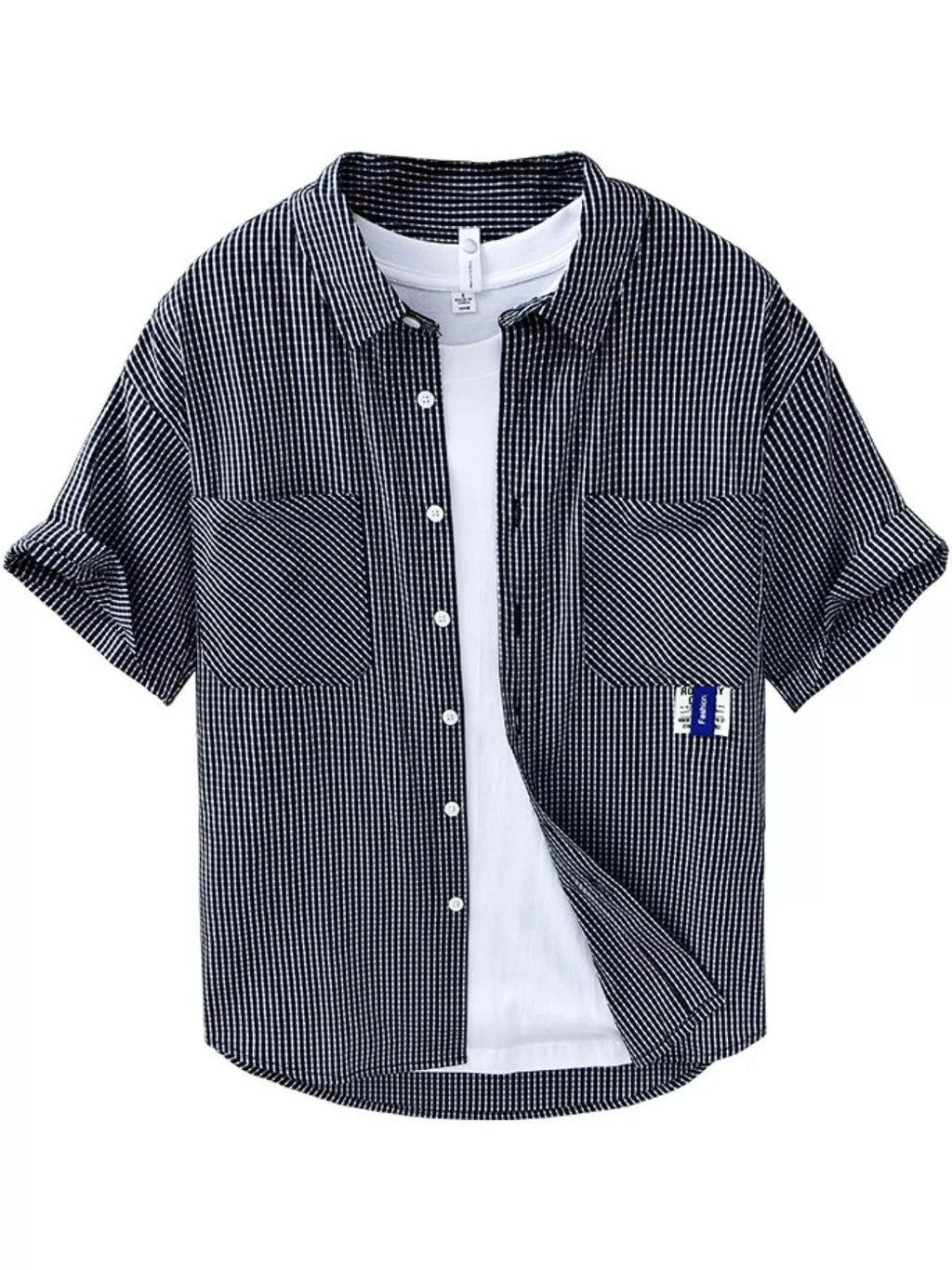 Men's Plus Size Casual Plaid Short Sleeve Shirt